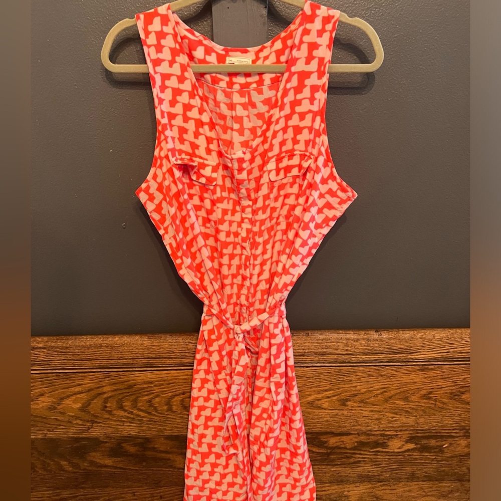 Neon Pink & Cream Summer Tie Dress